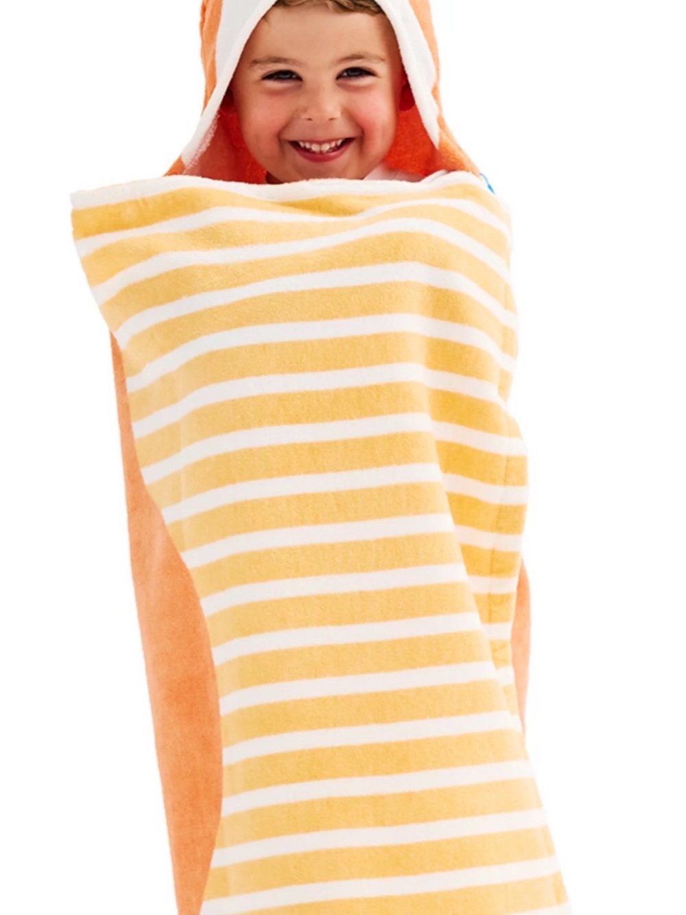 Kids Hooded Bath Towel Poncho - Yellow Stripe